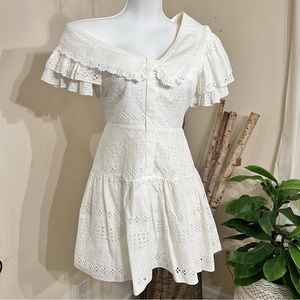 $300 Self Portrait White Broderie Anglaise Dress - Excellent 2